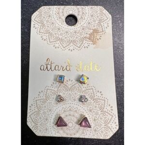 New With Tags Altar'd State 3 Sets Stud Earrings Gold‎ Colored Geometric Shapes